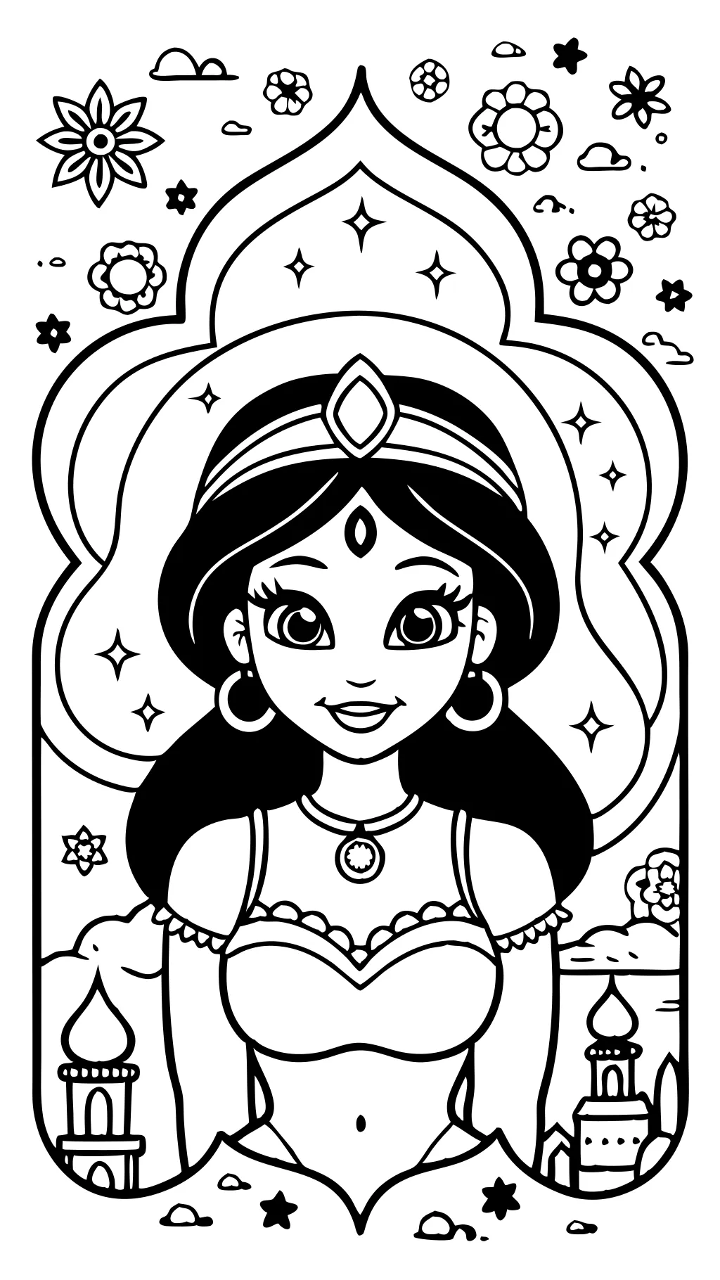 coloring pages princess jasmine